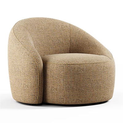 Textured Beige Accent Chair With Rounded Curved Design For Modern Living Spaces 3d model