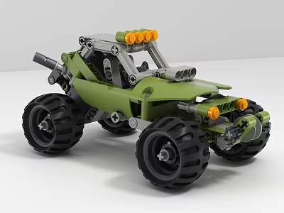 Electric Toy Green Off Road Vehicle with Big Tires and Orange Lights 3d model