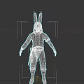 Game And Movie Character With Rabbit Head Black Coat Red Inner Brown Pants And Gun