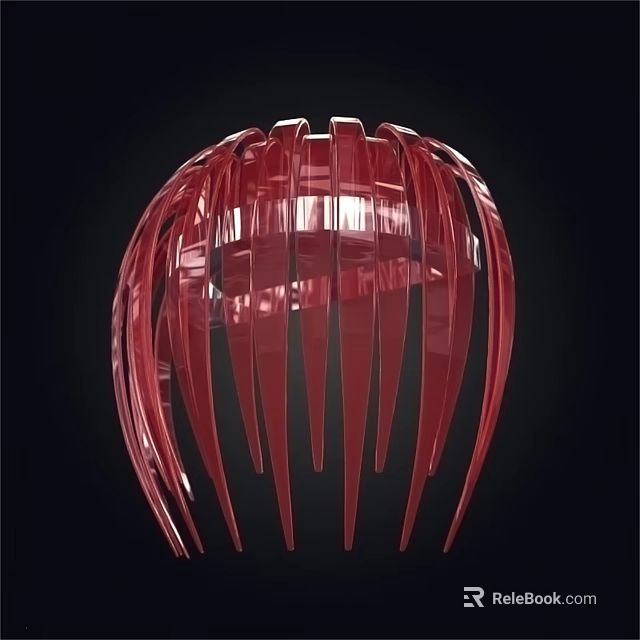 Red Modern Wall Lamp With Glossy Vertical Stripes And Unique Design 3d model 