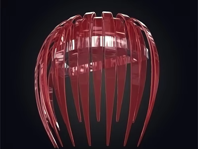 Red Modern Wall Lamp With Glossy Vertical Stripes And Unique Design 3d model