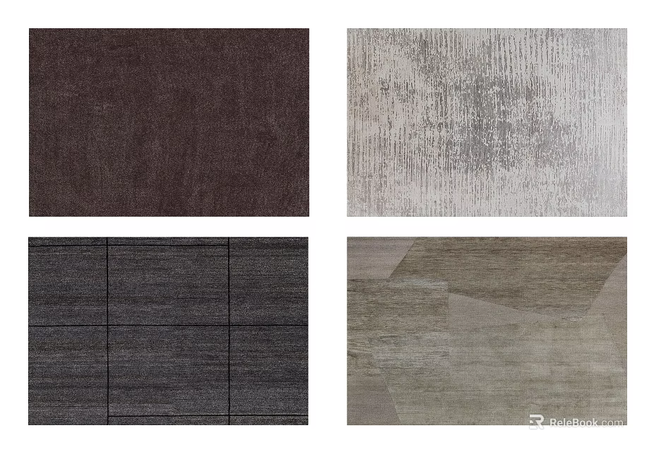 Square Rugs with Diverse Textures and Color Options for Home Interior 3d model 