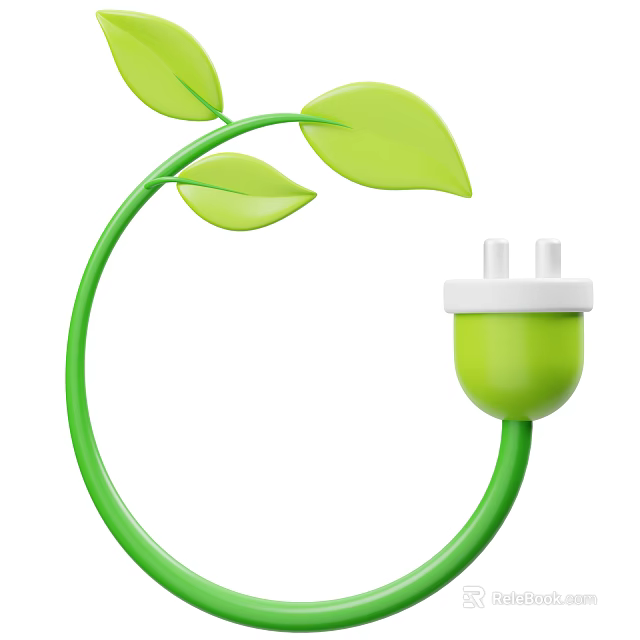 Smart Machines Integrating Green Power Plug With Nature Leaves For Eco Friendly Tech 3d model 