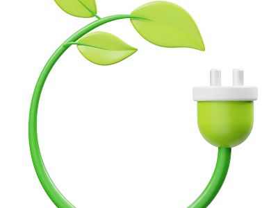Smart Machines Integrating Green Power Plug With Nature Leaves For Eco Friendly Tech 3d model