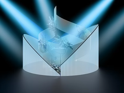 Elegant Modern Stage Design With Blue Stage Lights And Transparent Acrylic Decorative Structure 3d model