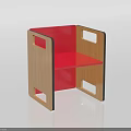 Wooden Red Kids Stool with Square Cutouts and Stable Structure