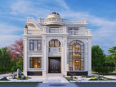 European-style three-story single-family villa appearance su model model