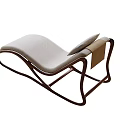 Modern Lounge Chair With Curved Wooden Frame And Beige Cushion Pillow