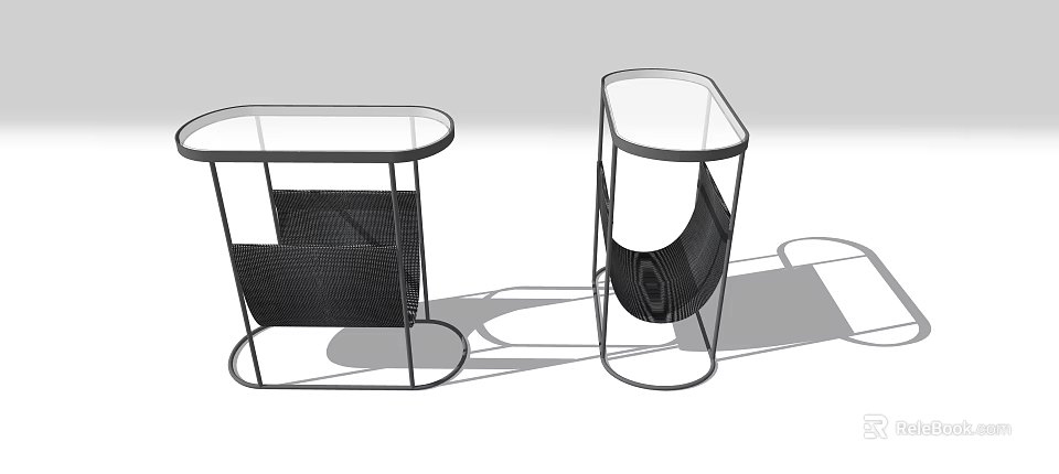 Two Modern Side Tables With Metal Frame And Woven Design Details For Contemporary Spaces 3d model 