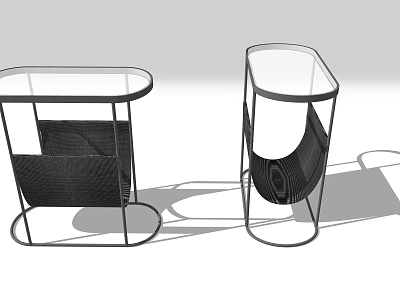 Two Modern Side Tables With Metal Frame And Woven Design Details For Contemporary Spaces 3d model