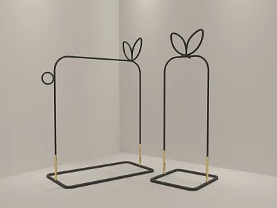 Modern Black Clothes Hangers With Golden Base And Leaf Shaped Top Design 3d model