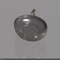Modern Gray Bathroom Sink With Silver Faucet And Reflection On Gray Background 3d model