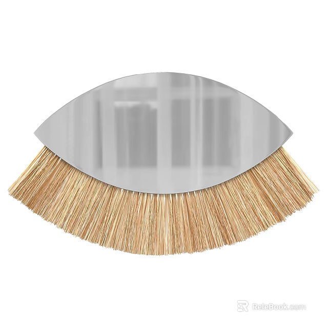 Stylish Semicircular Mirror With Natural Fiber Fringe And Metal Frame Design 3d model 