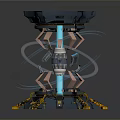 Advanced Multi layered Industrial Equipment With Blue Glowing Light And Mechanical Brackets 3d model