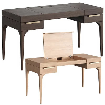 Modern Wooden Dressing Table With Open Mirror And Drawer Storage Design 3d model