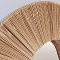 Elegant Round Mirror with Woven Radiating Frame in Natural Material Design 3d model