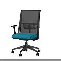 Ergonomic Office Chair With Black Mesh Back And Blue Padded Seat