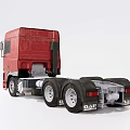 Red DAF Semi Truck Cab With Multiple Wheels And Classic Exterior Design