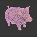 Decorative Piggy Bank As Household Item With Ornate Gold Black Patterns And Intricate Carvings