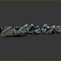 Highly Detailed 3D Terrain Model of Mountain Range Featuring Snow Capped Peaks and Valleys