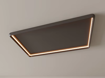 Modern Flush Mount Ceiling Light with Sleek Black Panel and Warm LED Edge Lighting 3d model