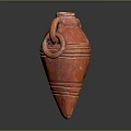 Red Ceramic Decorative Vase With Circular Handles And Conical Design For Home