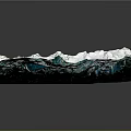 3D Terrain Model with Snow Covered Peaks Green Valleys and Blue Lake Detailed Topographic Relief