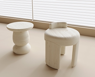 Cream Style Stool Shoe Changing Stool 3d model