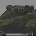 Modern Armored Military Vehicle Featuring Camouflage Paint Tracked Design And Turret
