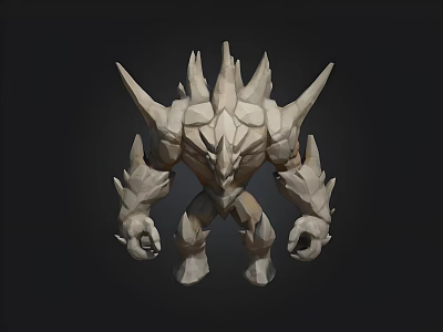 White Low Poly Monster Model With Spikes And Claws 3D Design 3d model