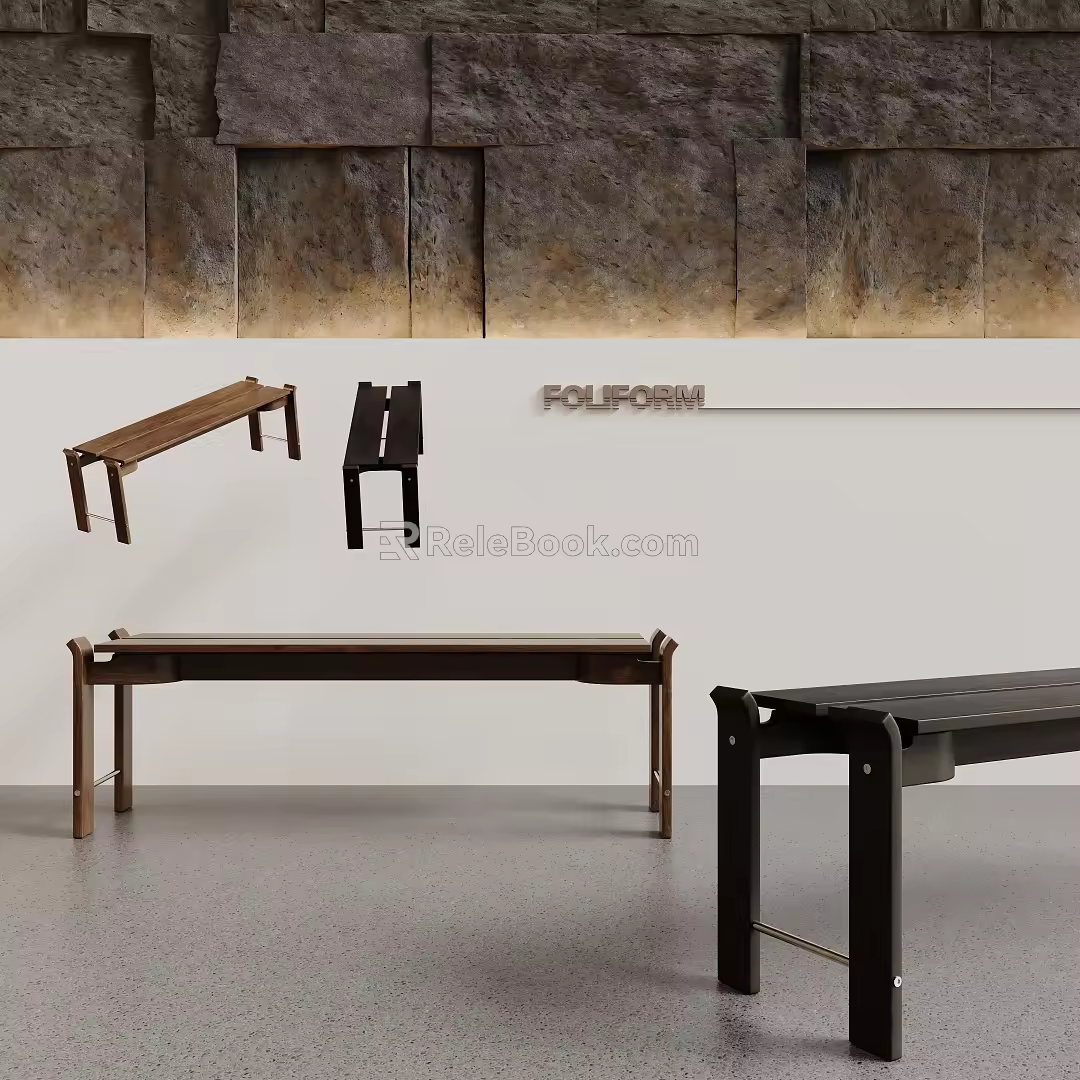 Middle Ancient Log Stool Bed End Stool Bench 3d model