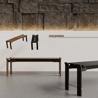 Middle Ancient Log Stool Bed End Stool Bench 3d model