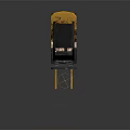 Yellow And Black Industrial Forklift With Front Forks And Operator Cab