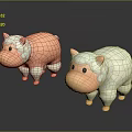 Cute Sheep Stuffed Toys In Pink And White With Round Bodies And Small Ears
