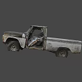 Old Rusty White Truck With Open Door And Cluttered Interior Details 3d model