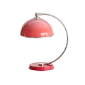 Pink Dome Shaped Table Lamp With Silver Metal Arm And Stylish Base