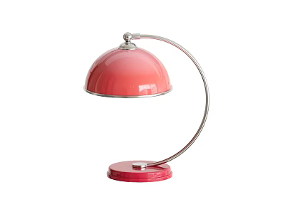 Pink Dome Shaped Table Lamp With Silver Metal Arm And Stylish Base 3d model