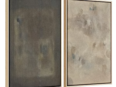 Minimalist Abstract Paintings Diptych With Neutral Tones And Textured Framed Art 3d model