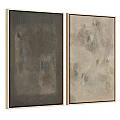 Minimalist Abstract Paintings Diptych With Neutral Tones And Textured Framed Art
