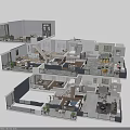Modern Multi Level Apartment Interior Layout With Rooms Furniture And Plants