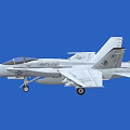 US Navy White Fighter Jet With Deployed Landing Gear in Blue Background 3D Render