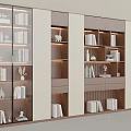 Modern Wooden Bookcase With Glass Doors LED Lighting And Decorative Shelves