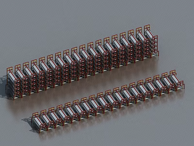 Road Facilities Safety Barriers with Metal Frames Arranged in Rows for Traffic Safety 3d model