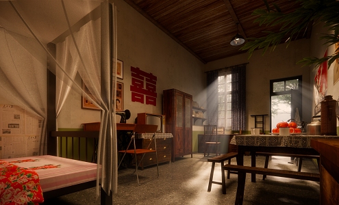 In the fifties and sixties, old wedding houses, old houses 3d model