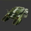 Green Military Tank With White Stripes Modern Armor And Front Cannon Design