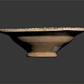 Decorative Handcrafted Bowl Shaped Sculpture Carving With Green Brown Leaf Patterns 3d model