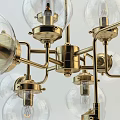 Minimalist Modern Brass Chandelier With Clear Glass Globe Shades And Multiple Bulbs