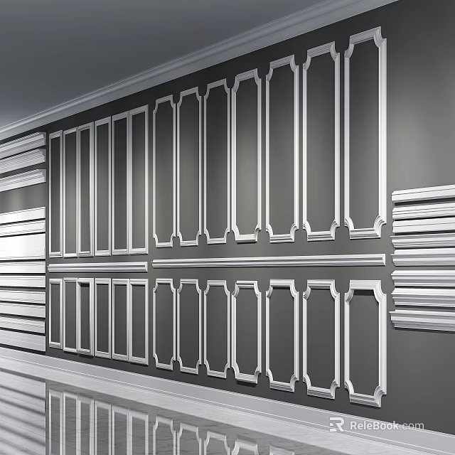Modern Ceiling Design With Decorative Gypsum Molding And Panel Details 3d model 