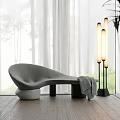 Gray Ottoman Design With Wooden Floor White Curtains Floor Lamps And Green Plants