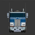Vintage Blue And White Heavy Duty Truck With Cab And Exhaust Pipes On Road Surface